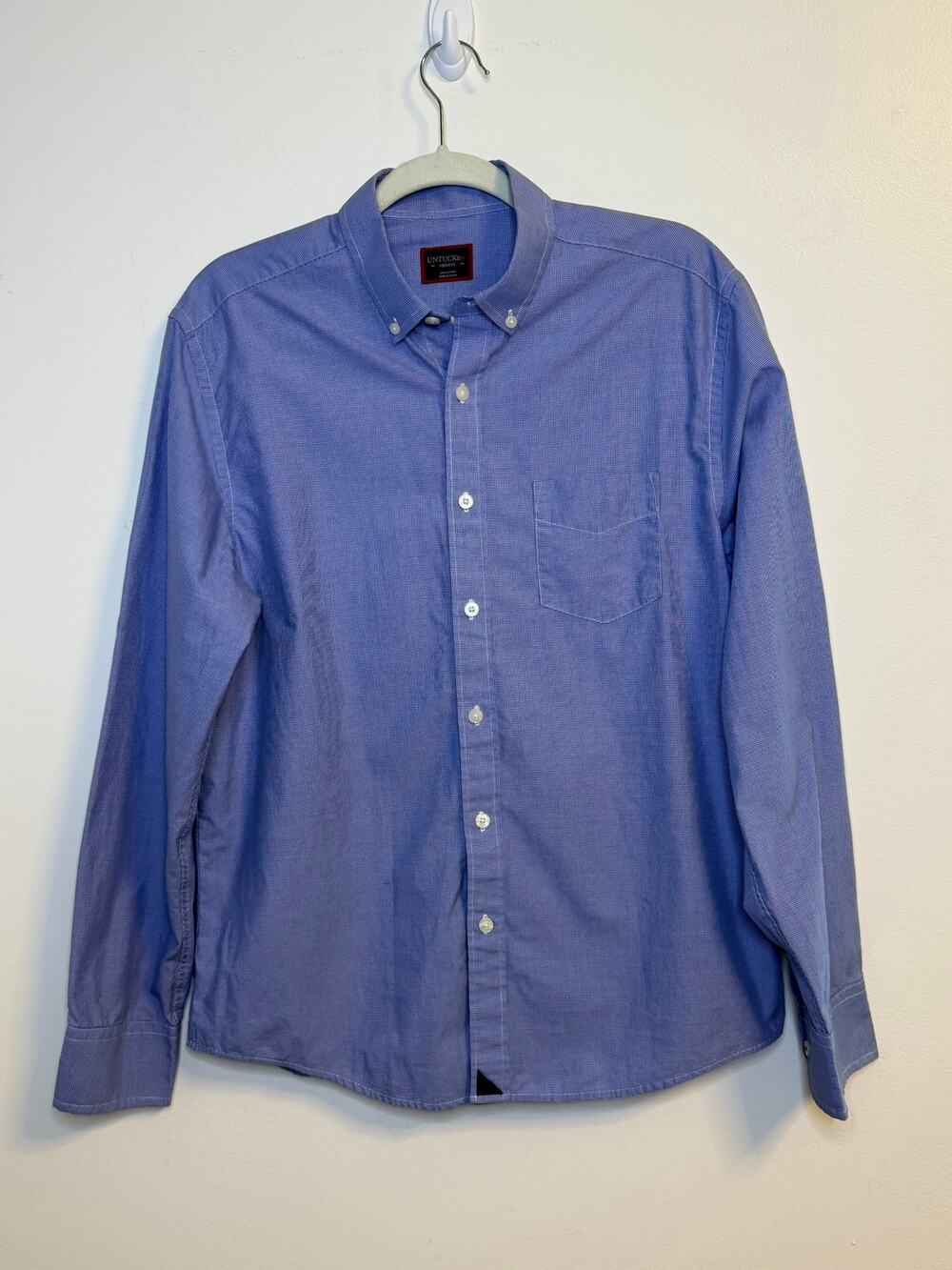 UNTUCKit Blue Gingham Check Button Down M